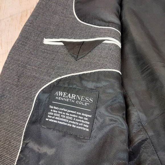 Awearness Kenneth Cole Men Modern Slim Fit Sport Coat Blazer Two Button Jacket - Picture 4 of 15
